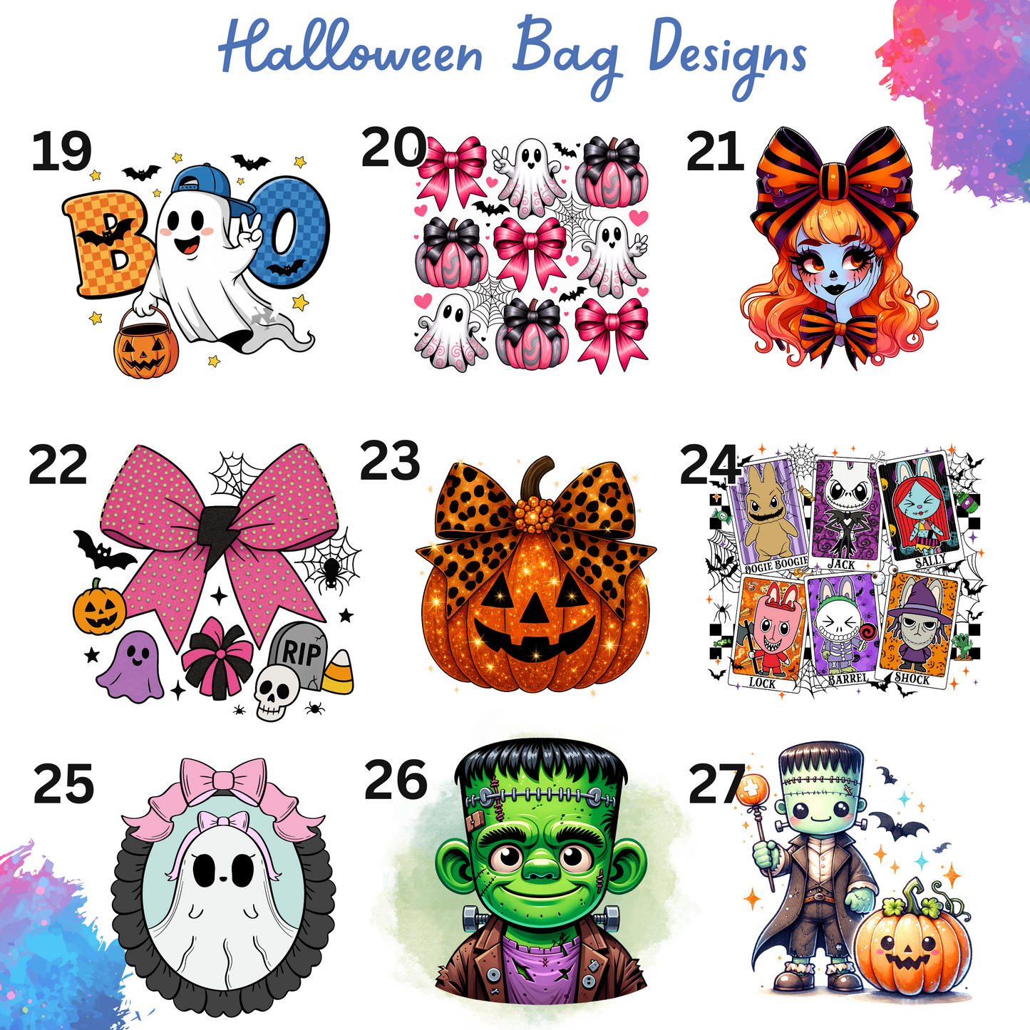Personalised Halloween Trick or Treat Tote Bag -45 Designs - Custom Boo Bag