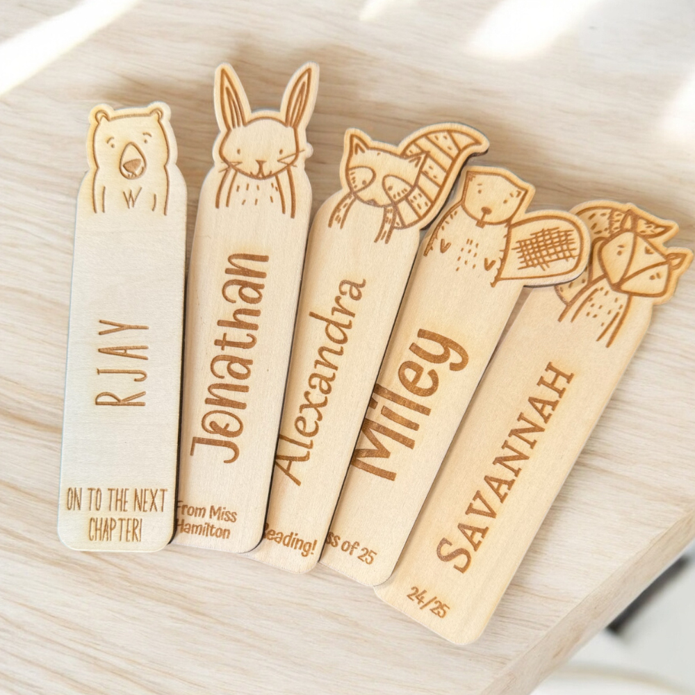 Personalised Animal Wooden Bookmark - Custom Engraved Gift