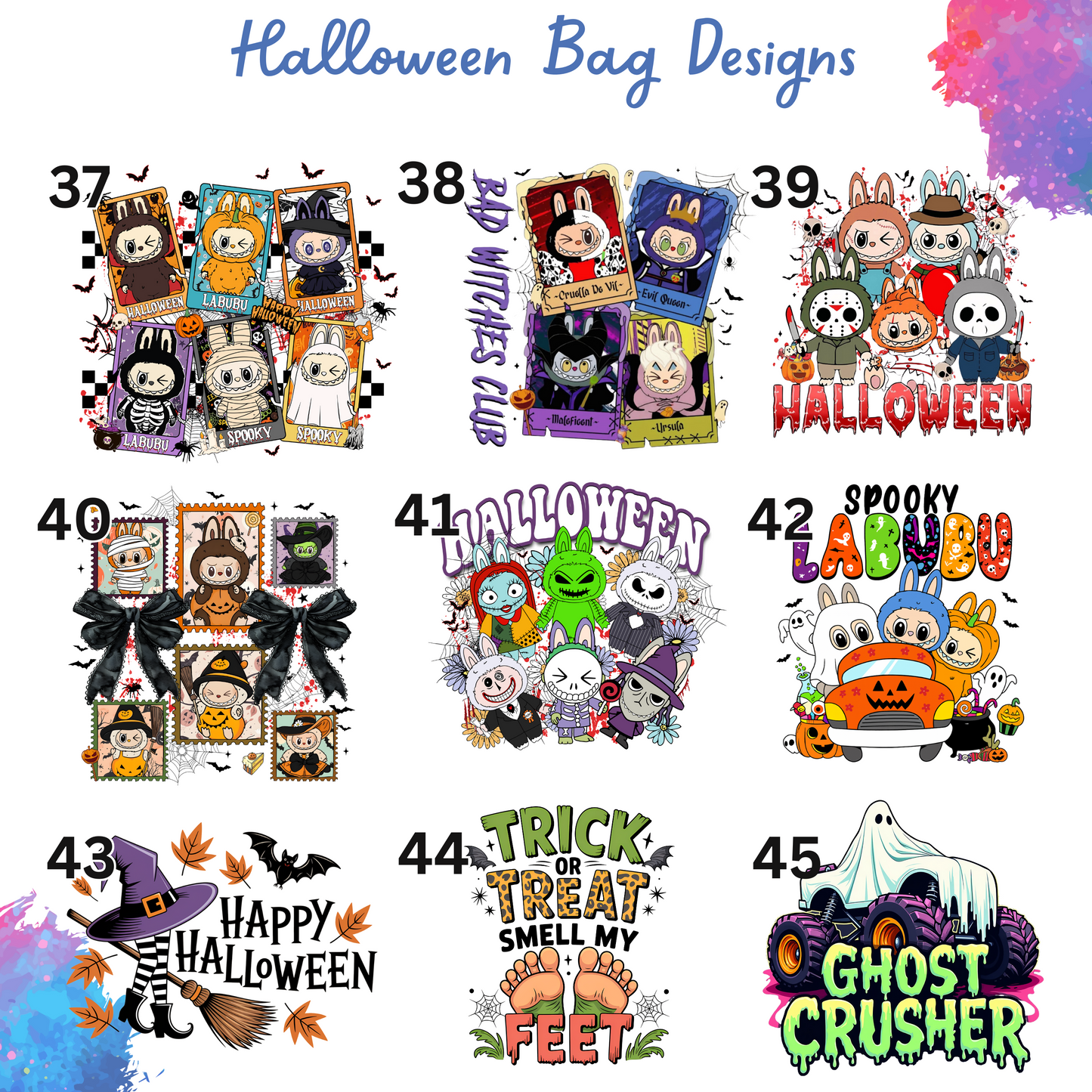 Personalised Halloween Trick or Treat Tote Bag -45 Designs - Custom Boo Bag
