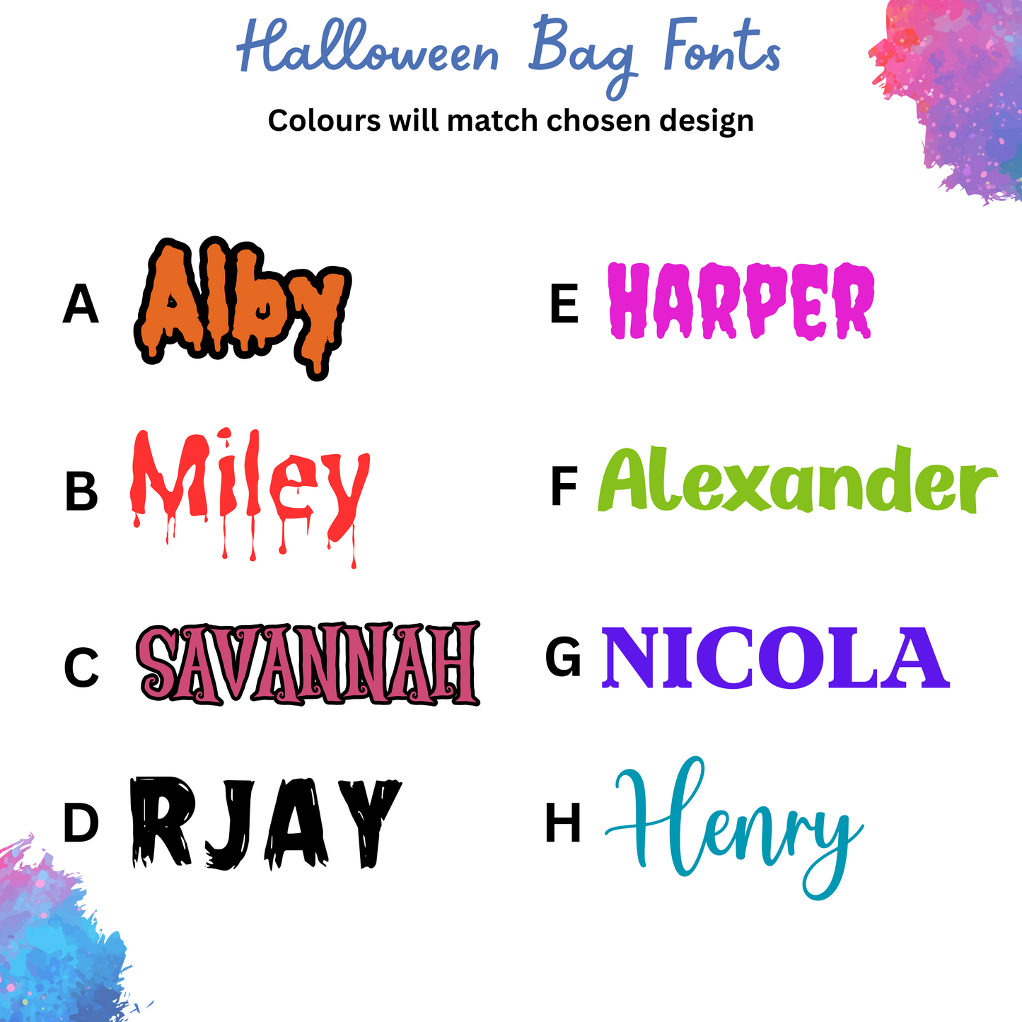 Personalised Halloween Trick or Treat Tote Bag -45 Designs - Custom Boo Bag