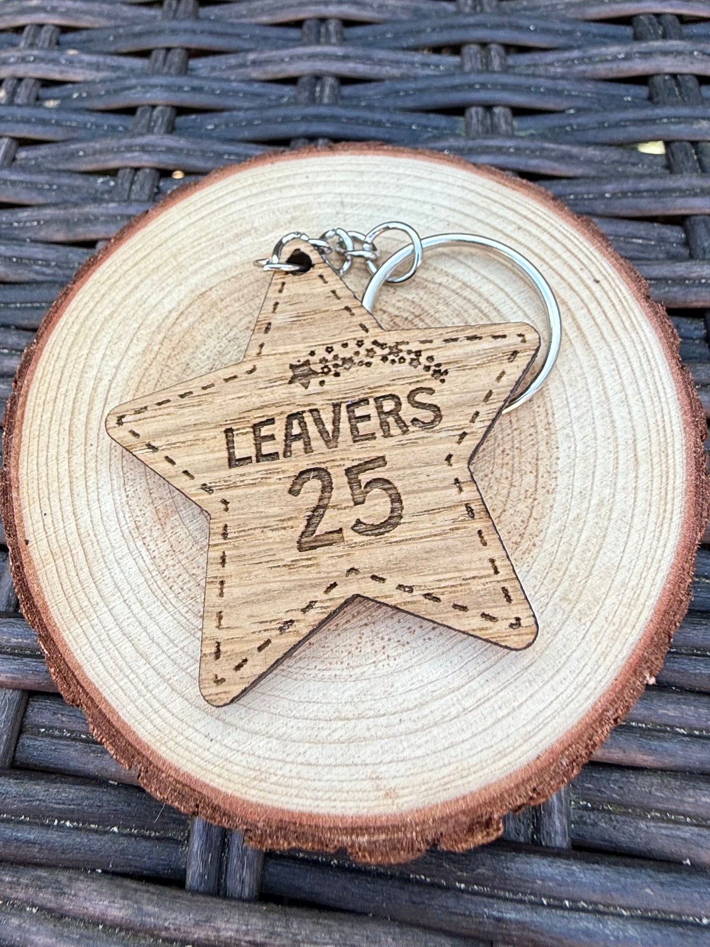 Leavers 25 Star Wooden Keyring