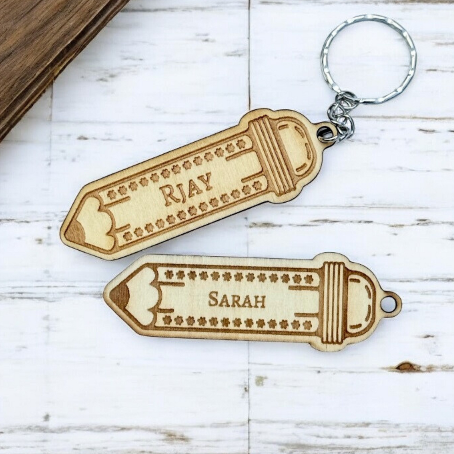 Personalised Pencil Keyring – Custom Wooden Gift