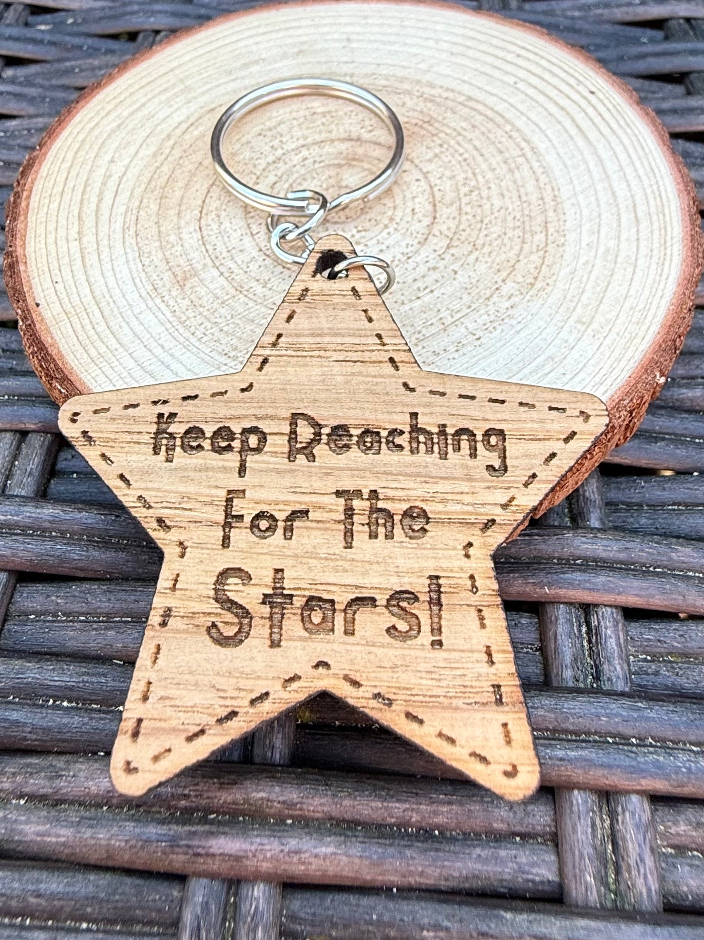 Keep Reaching for the Stars Wooden Keyring