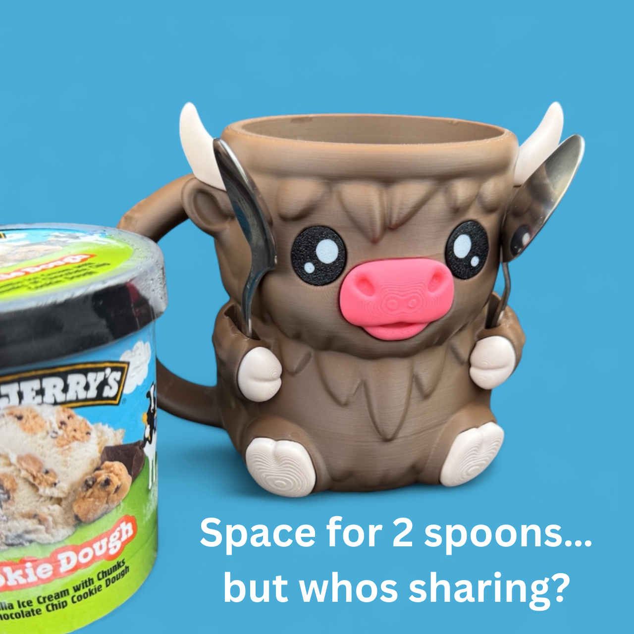 Adorable 3D Printed Ice Cream Holder Mug โ PLA - Bramble, Pebbles, Cuddles & Ferdinand