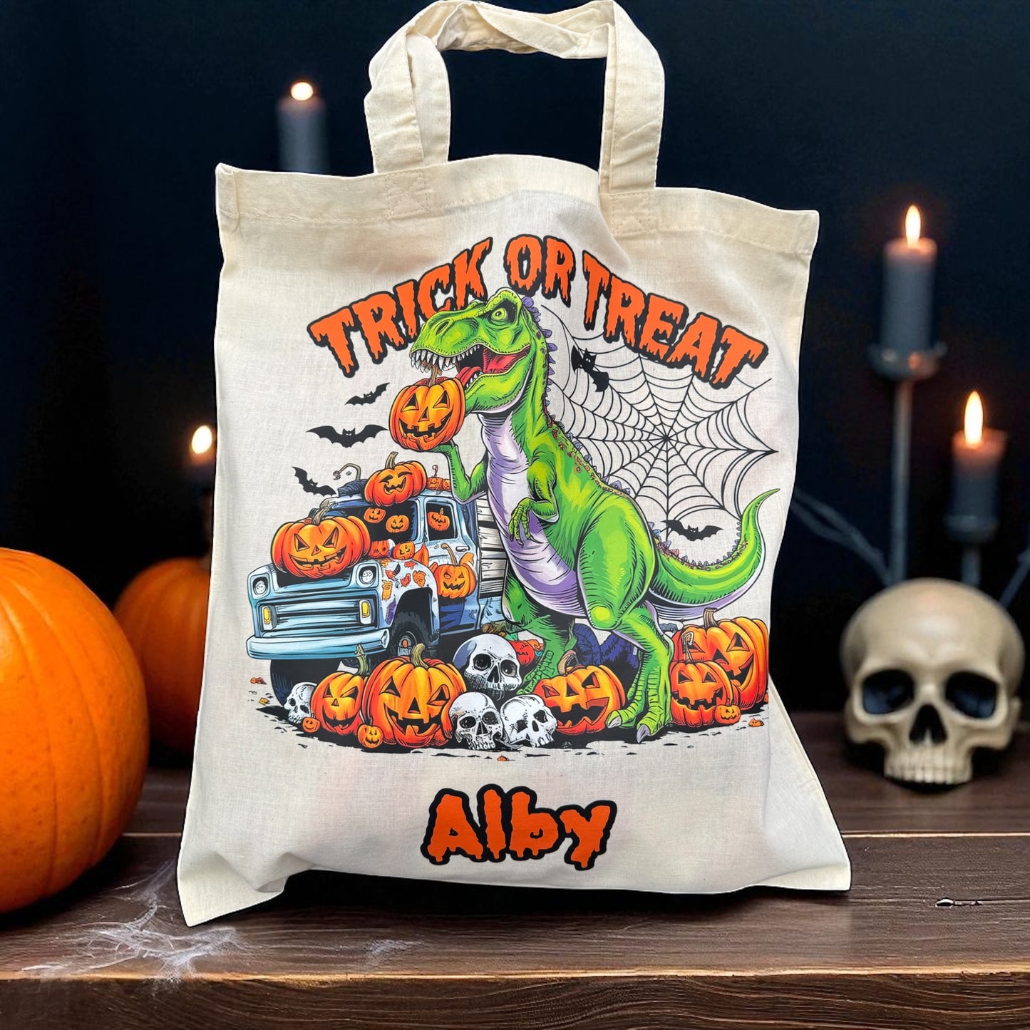 Personalised Halloween Trick or Treat Tote Bag -45 Designs - Custom Boo Bag
