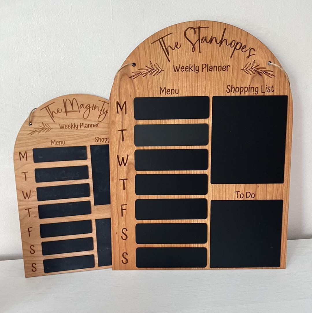 Reusable Wooden Weekly Meal Planner – Dry Erase or Chalkboard