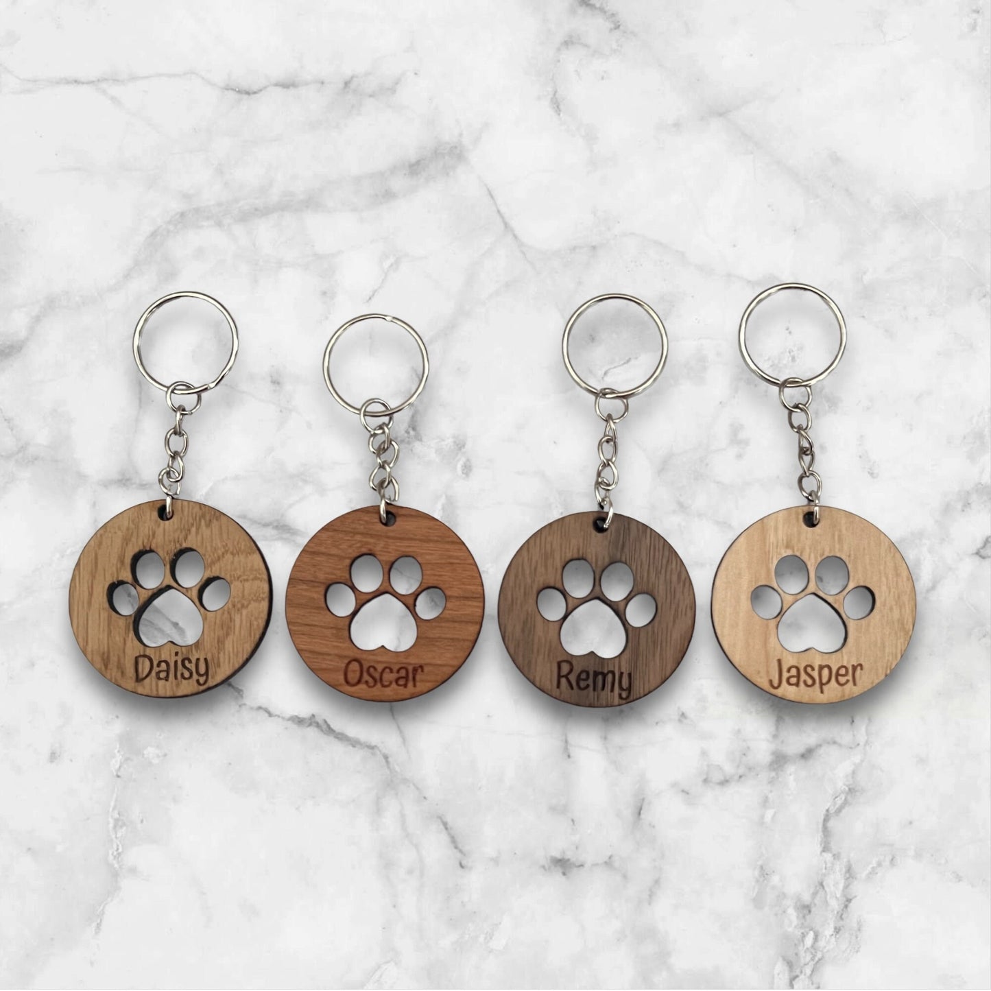 Personalised Dog Paw Keyring - Custom Engraved