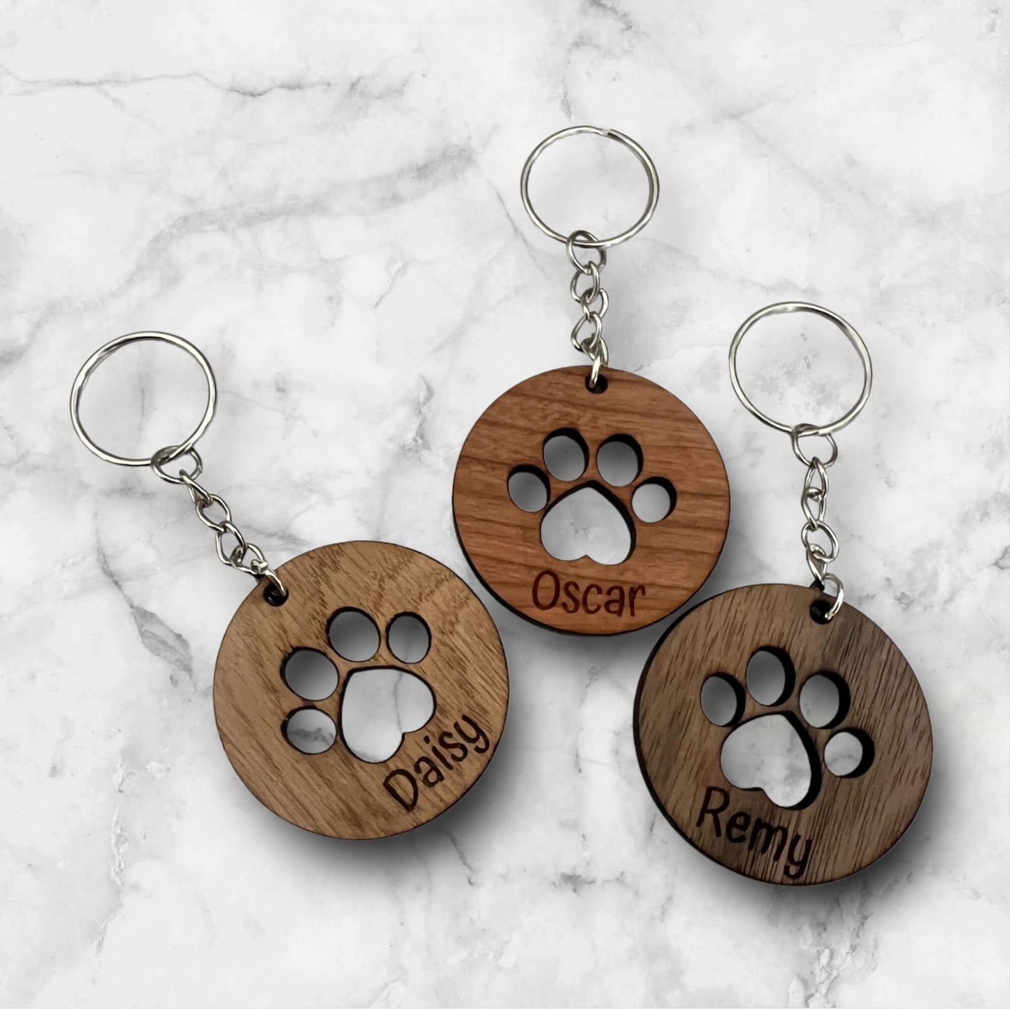 Personalised Dog Paw Keyring - Custom Engraved