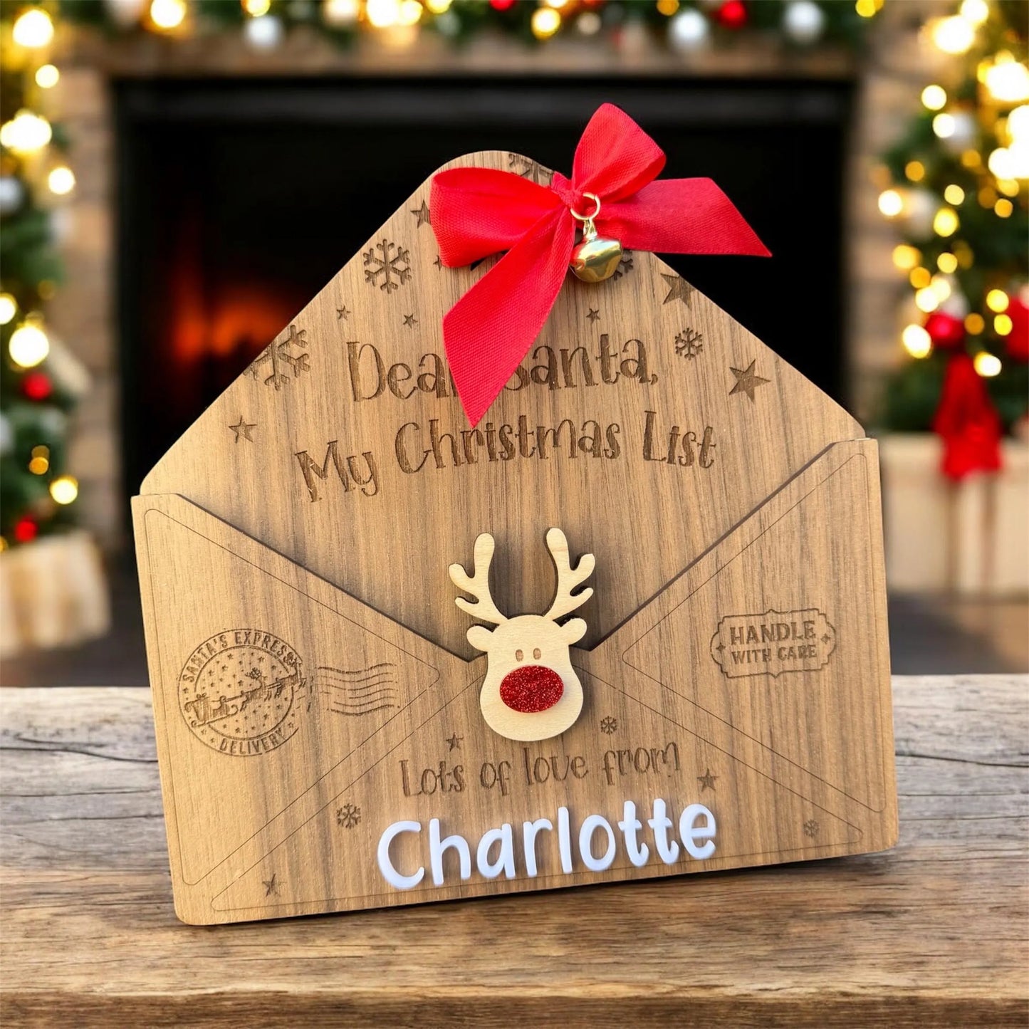 Personalised Letter To Santa Wooden Envelope | Santa Letter Holder