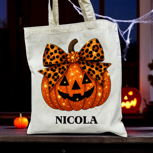 Personalised Halloween Trick or Treat Tote Bag -45 Designs - Custom Boo Bag