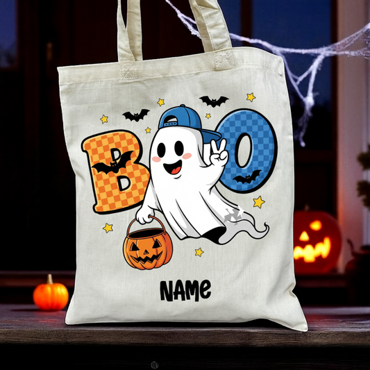 Personalised Halloween Trick or Treat Tote Bag -45 Designs - Custom Boo Bag