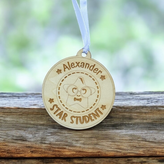 Personalised Wooden Award Ornament – Student Gift – Star Student