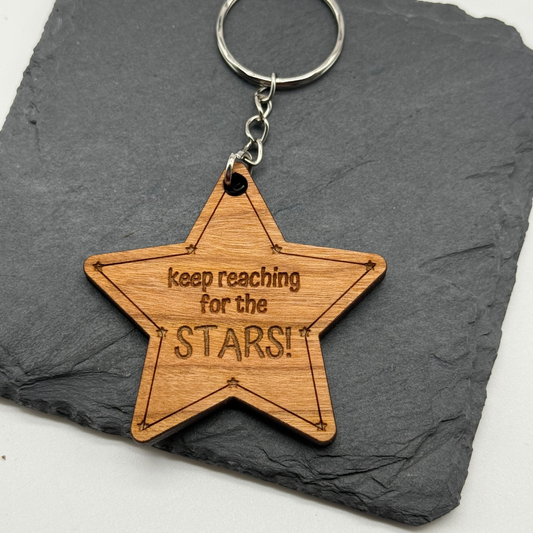 Keep Reaching for the Stars Wooden Keyring