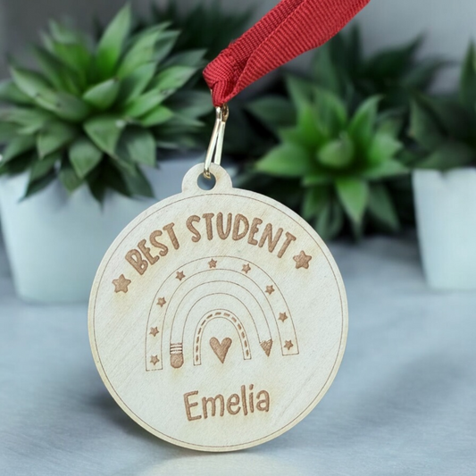 Personalised Wooden Award Medals – Student Gift – Best Student