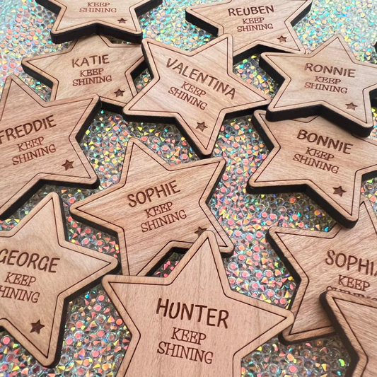 Personalised Keep Shining Wooden Star Token