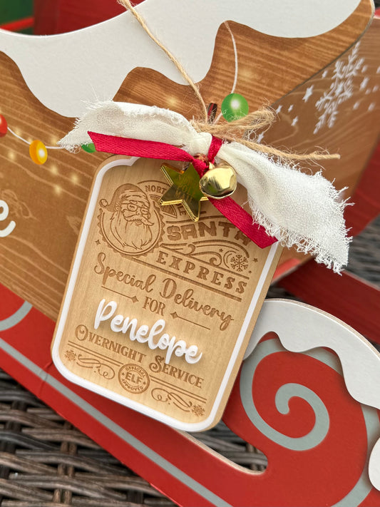 Personalised Wooden Christmas Tag | Santa Express Gift Tag