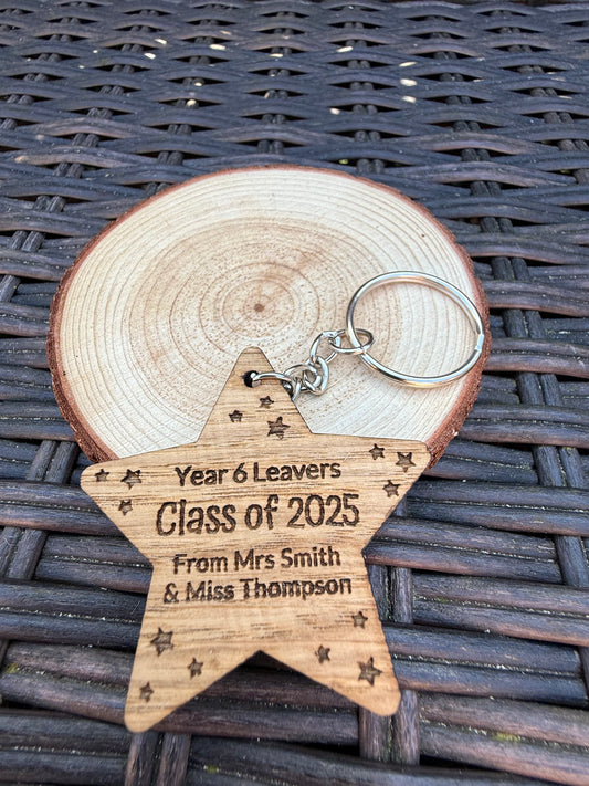 Leavers Star Wooden Keyring - Class of 2025