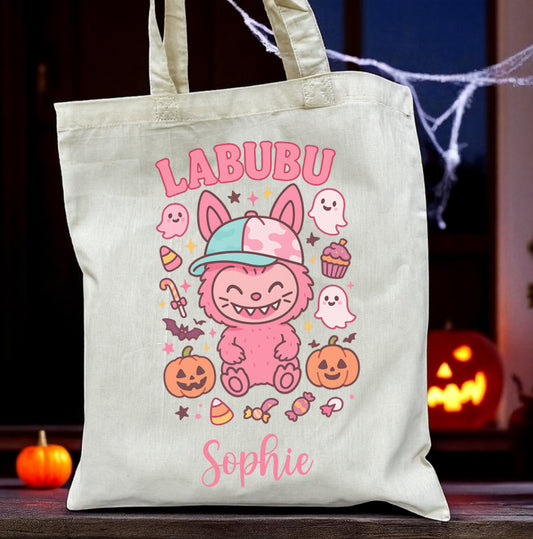 Personalised Halloween Trick or Treat Tote Bag -45 Designs - Custom Boo Bag
