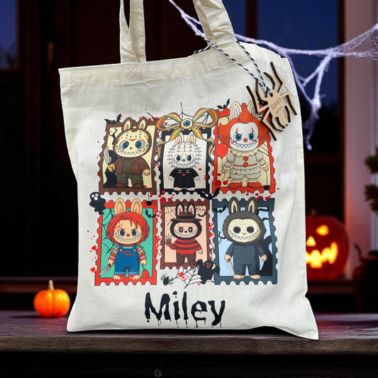 Personalised Halloween Trick or Treat Tote Bag -45 Designs - Custom Boo Bag