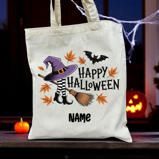 Personalised Halloween Trick or Treat Tote Bag -45 Designs - Custom Boo Bag
