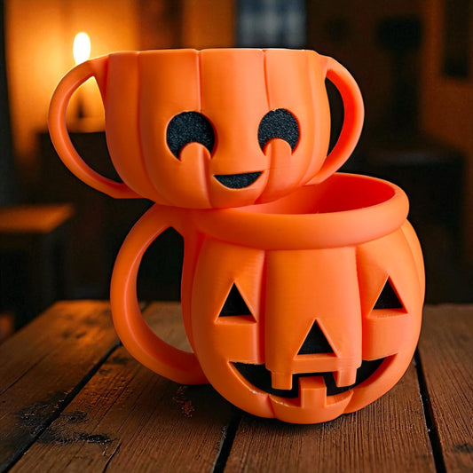 3D Printed Pumpkin Ice Cream Cup Holders - Halloween Jack-O’-Lantern Design