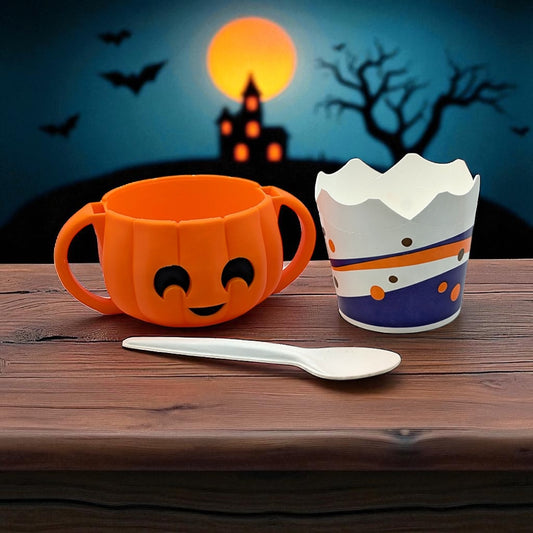3D Printed Pumpkin Ice Cream Cup Holders - Halloween Jack-O’-Lantern Design
