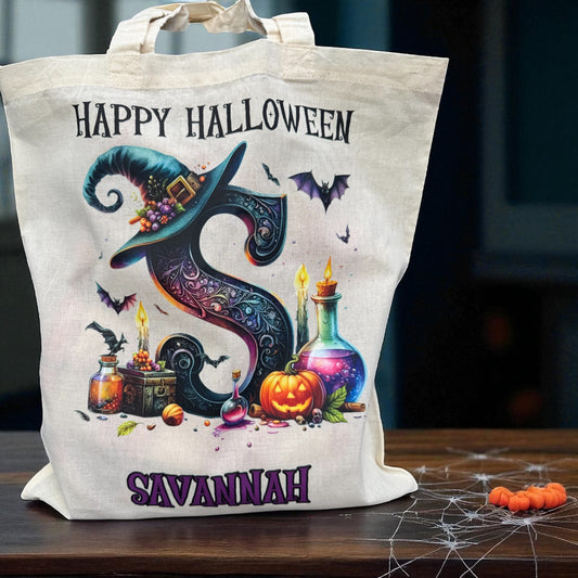 Personalised Halloween Trick or Treat Tote Bag -45 Designs - Custom Boo Bag