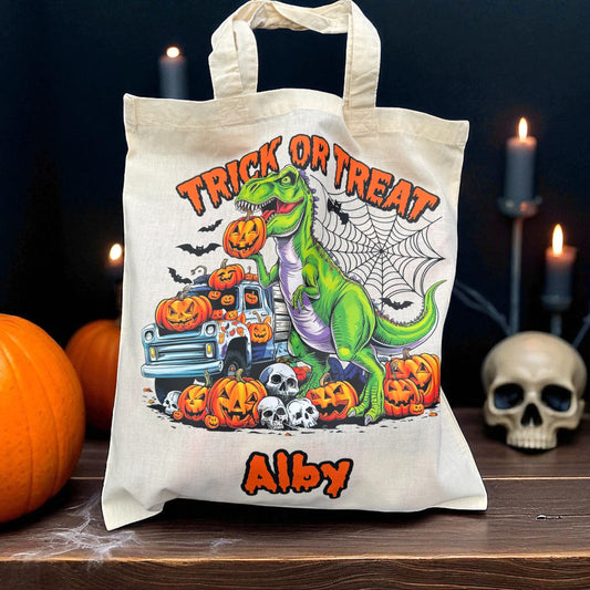 Personalised Halloween Trick or Treat Tote Bag -45 Designs - Custom Boo Bag