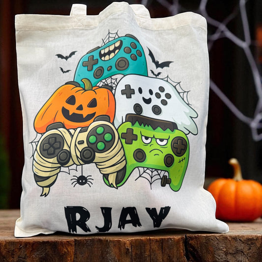 Personalised Halloween Trick or Treat Tote Bag -45 Designs - Custom Boo Bag