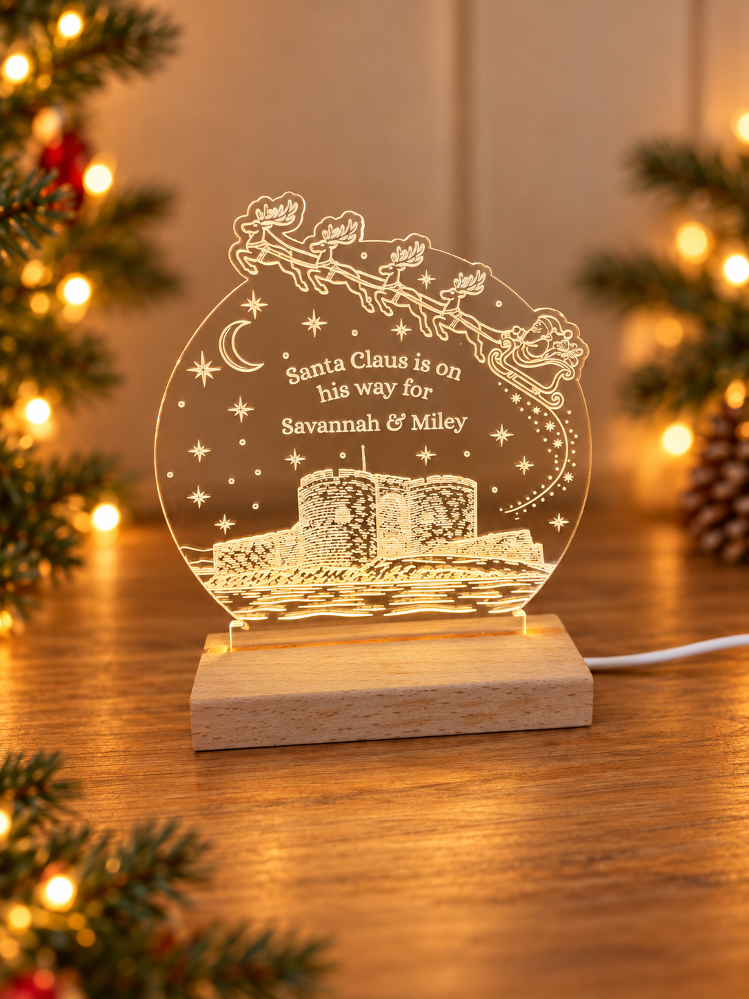 Personalised Carrickfergus Castle Christmas LED Light
