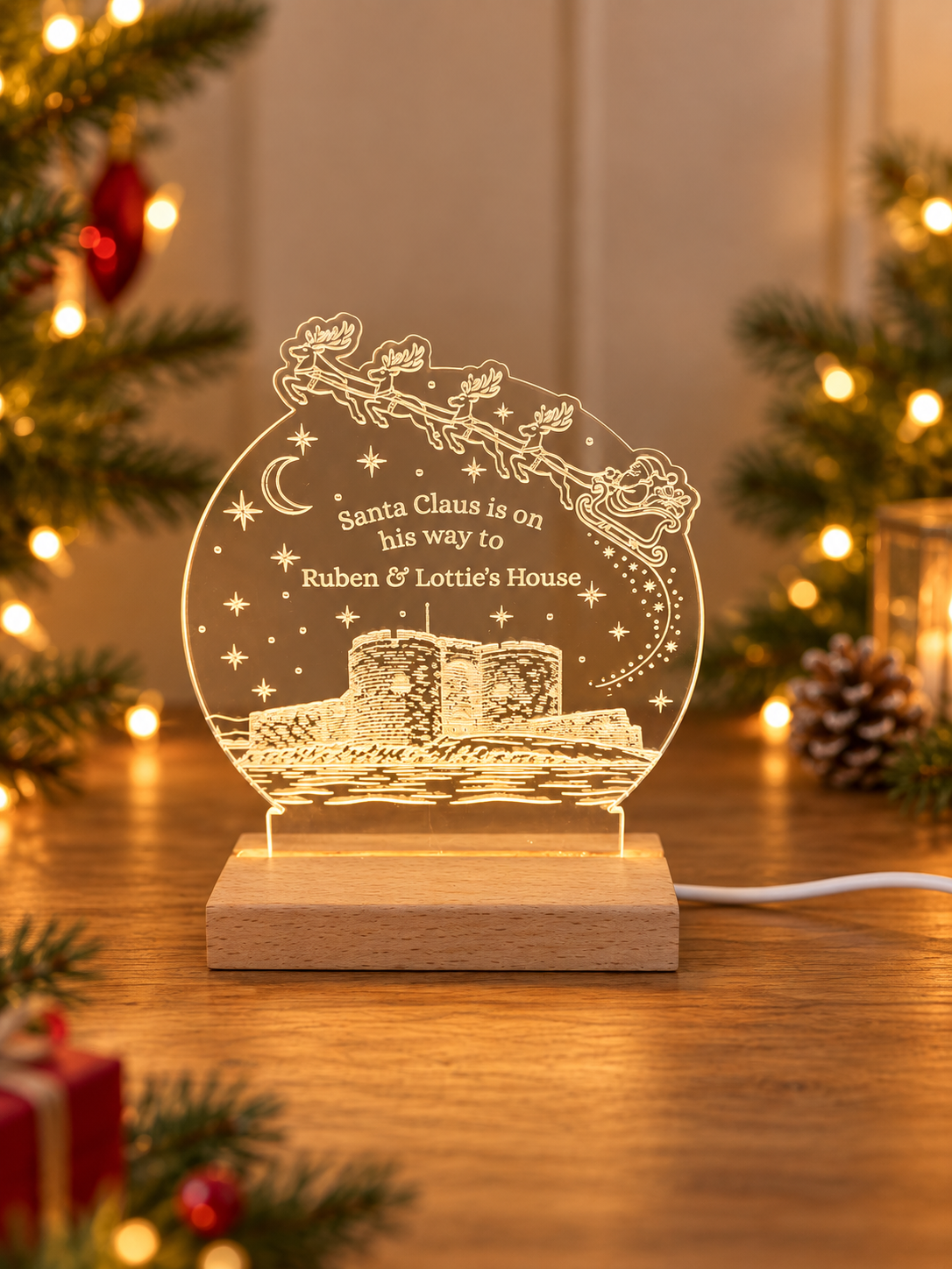 Personalised Carrickfergus Castle Christmas LED Light