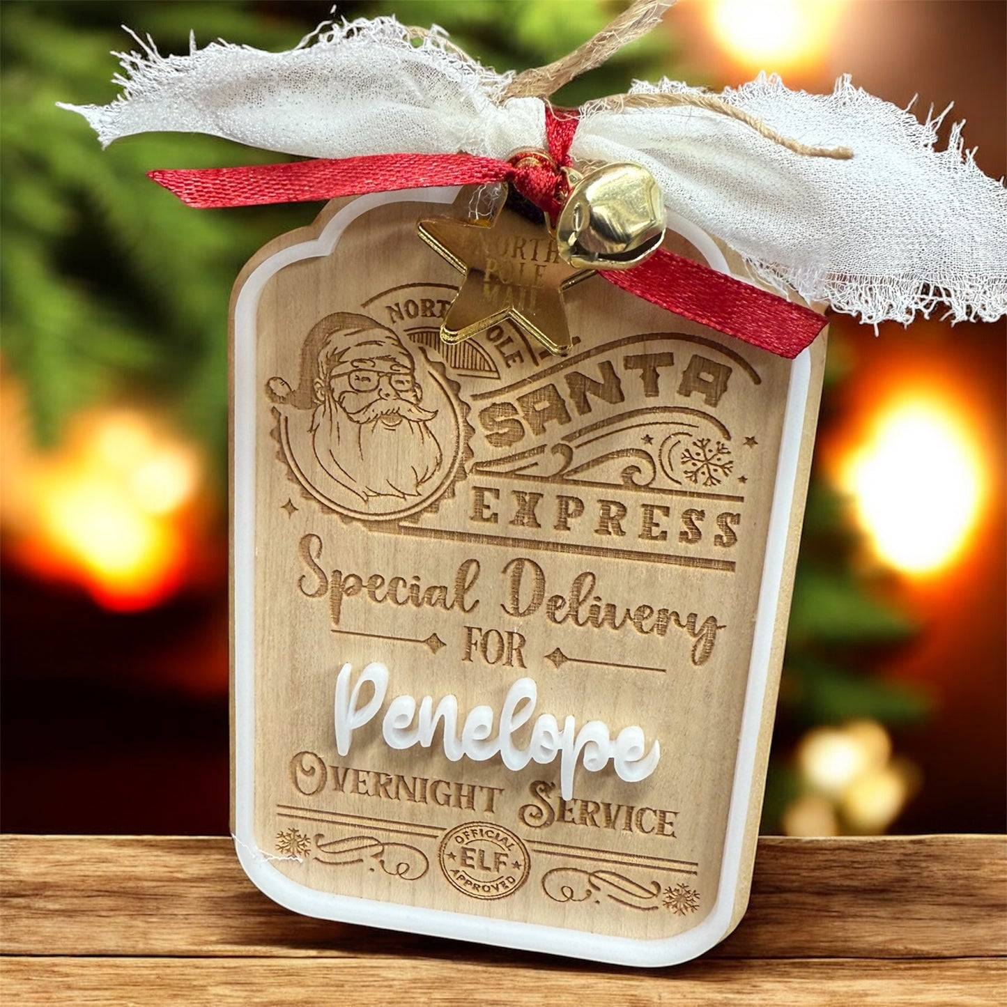 Personalised Wooden Christmas Tag | Santa Express Gift Tag