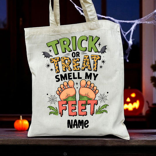 Personalised Halloween Trick or Treat Tote Bag -45 Designs - Custom Boo Bag