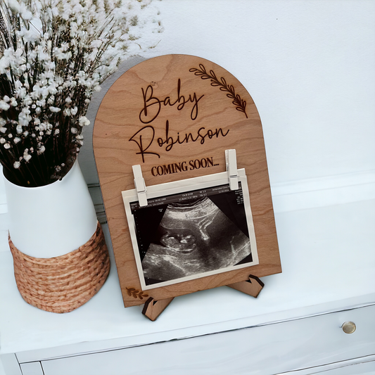 Personalised Baby Scan Holder with Stand