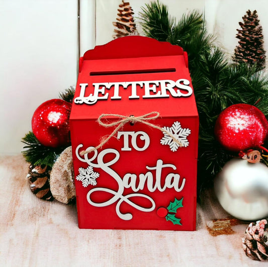 Handcrafted Wooden Santa Letter Post Box - Christmas Mailbox for Kids