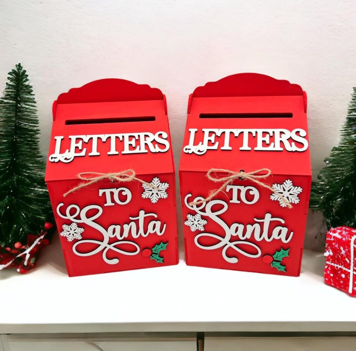Handcrafted Wooden Santa Letter Post Box - Christmas Mailbox for Kids