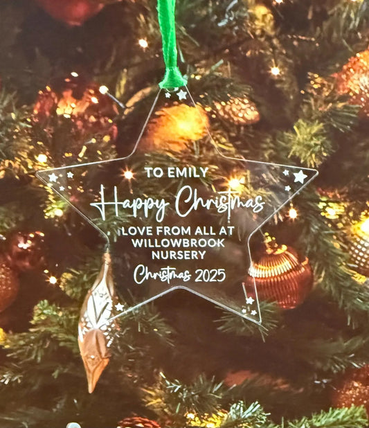 Teacher Pupil Christmas Gift - Personalised star Ornament