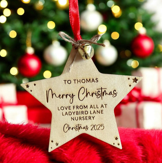 Teacher Pupil Christmas Gift - Personalised star Ornament