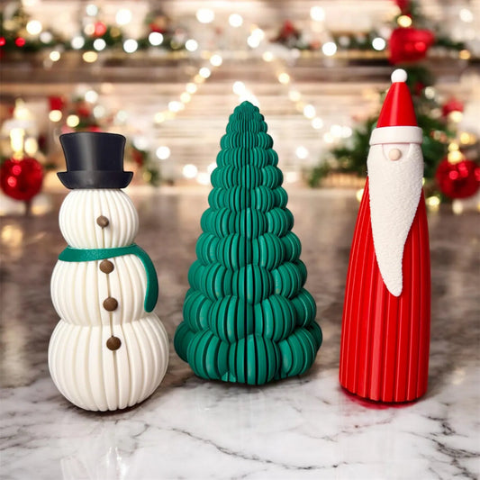 3D Printed Christmas Ornament Set – Santa, Snowman & Christmas Tree