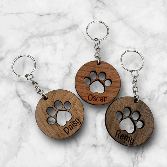 Personalised Dog Paw Keyring - Custom Engraved