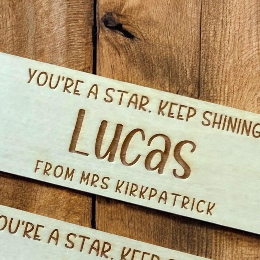 Personalised Wooden Bookmark - Custom Engraved Gift