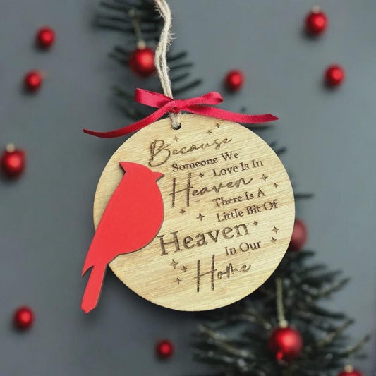 Because someone we love is in Heaven - Memorial Cardinal Ornament