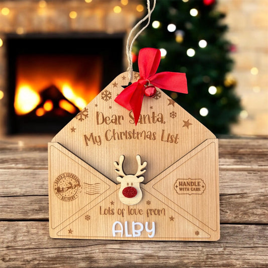 Personalised Letter To Santa Wooden Envelope | Santa Letter Holder