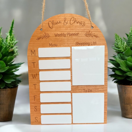Reusable Wooden Weekly Meal Planner – Dry Erase or Chalkboard