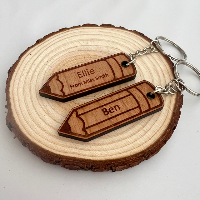 Personalised Pencil Keyring – Custom Wooden Gift